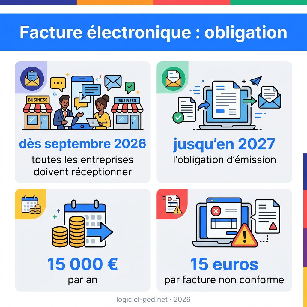 Infographie — facture électronique : obligation